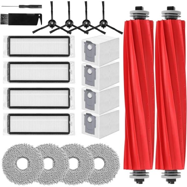Reserveonderdelen set voor robotstofzuiger: 15 stuks compatibel met Roborock - inclusief rollenborstel, HEPA-filters, stofzakken en microvezelpads