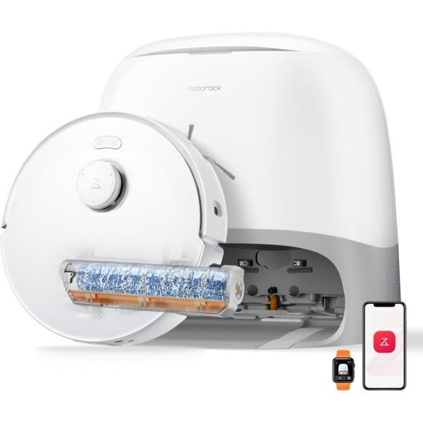 Roborock Qrevo Curv 2 Flow-Robotstofzuiger met dweilfunctie-SpiraFlow Realtime Zelfreinigende Rolmop-20.000 Pa-Dual Zero-Tangle-Systeem-AI Obstakelvermijding-Warmtewas dweil-tapijtbescherming