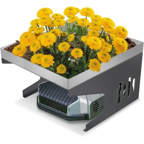 Robotmaaiergarage, 70 × 60 × 42,5 cm Metalen overkapping/carport voor robotgrasmaaiers. Roestvrij stalen constructie