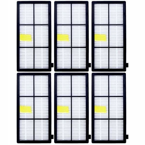 Sillar 6x Stofzuigerfilter - HEPA-filter voor Robotstofzuiger - geschikt voor iRobot Roomba Serie 800 900 - vervangingsfilter voor modellen 966, 971, 975, 980, 981
