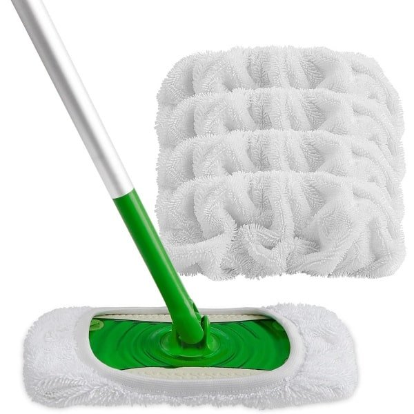 TOVBMUP Microvezel dweilpads - 4-pack - Herbruikbaar - Geschikt voor Swiffer Robotstofzuiger - Nat en droog gebruik - Vervangende dweilpads - Geschikt voor thuisgebruik