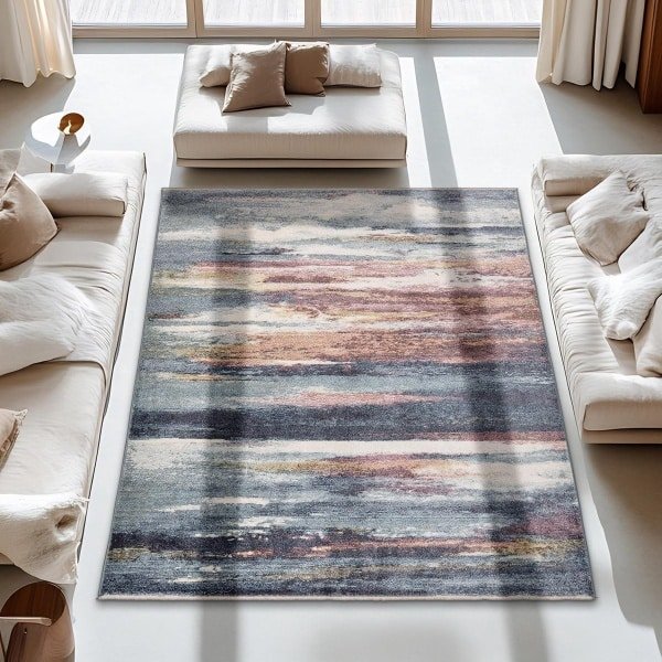 Tapijt 200 x 290 cm blauw - kortpolig, zacht en onderhoudsvriendelijk | ideaal voor woonkamer en slaapkamer, geschikt voor vloerverwarming en robotstofzuigers