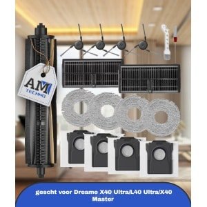 Voor Dreame X40 Ultra/L40 Ultra/X40 Master Robotstofzuiger & Dweil Vervangingsonderdelen Kit - Compleet Accessoireset met -Klitten Borstel, HEPA Filter, Stofzak, Dweilpad & Zijborstel - Compatibel met Robotstofzuigers