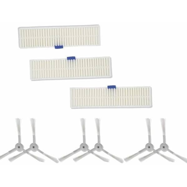 Zijborstel - HEPA-filter - Geschikt voor robotstofzuigers - 6 stuks - Voor hoekreiniging