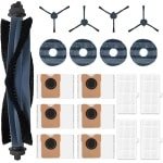 robotstofzuiger onderhoudsset - 19 stuks - Vervangende Onderdelen - Geschikt voor Eufy Robotstofzuiger OMNI C20 - Inclusief 6 stofzuigerzakken & 1 Roterende borstel & 4 zijborstels & 4 dweildoeken & 4 Filter - Complete Reinigingsset