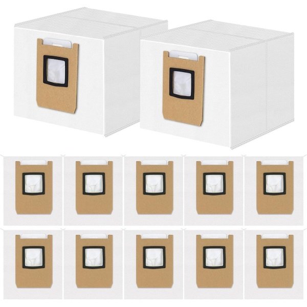 12-delige set stofzakken-compatibel met de Eufy Omni E28 OMNI/ E25 OMNI/ E20 OMNI robotstofzuigers-4-laags vervangende wegwerpzakken-grote capaciteit van 3 liter