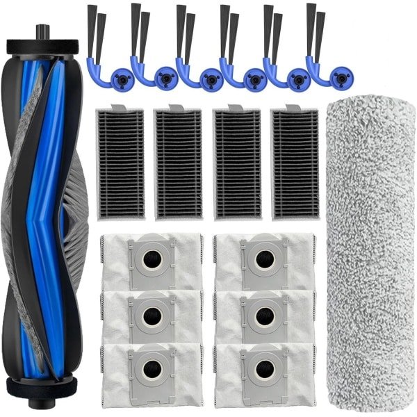 18 stuks Accessoiresets geschikt voor Ecovacs Deebot X9 pro Omni/X9 pro Robotstofzuiger Vervangende Onderdelen, 1 Hoofdborstel 1 Mop Roller 6 Stofzak 4 Filter 6 Zijborstel