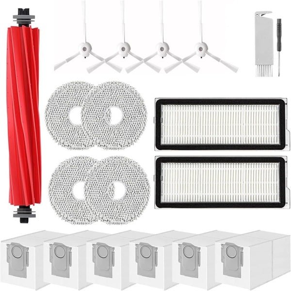 19 Stuks Accessoireset geschikt voor Roborock P10 pro/Qrevo pro/Qrevo maxv/Qrevo Plus robotstofzuiger - 1 hoofdborstel, 4 dweildoeken, 2 wasbare filters, 4 zwarte zijborstels, 6 stofzakken en 2 reinigingsaccessoires