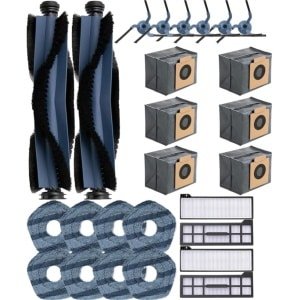 26-Pack Vervangende Accessoires geschikt voor Eufy X10 Pro Omni Robotstofzuiger - 2 Hoofdborstels, 6 Zijborstels, 4 Hepa-filters, 6 Stofzakken, 8 Dweilpads