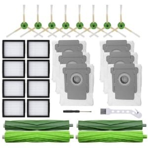 26-delige set vervangende onderdelen - universeel formaat - 26 set - Geschikt voor iRobot Roomba j7(7150) j7+(7550) i3+(3550) i4 i6 i6+(6550) i7(7150) i7+(7550) i8 i8+ robotstofzuiger, 2 sets R2 rollerborstels, 8 filters, 8 zijborstels, 8 stofzakken