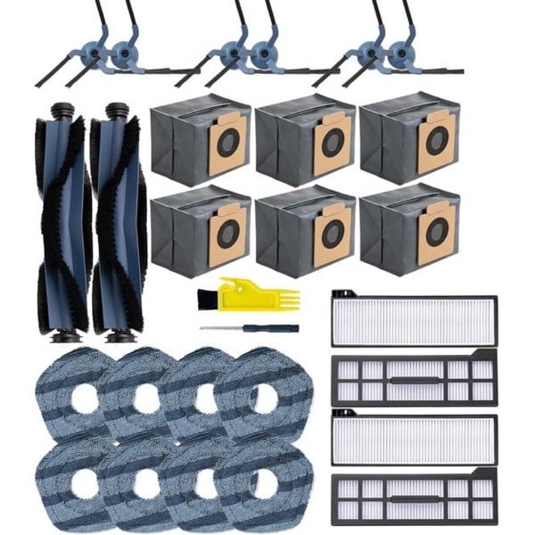 28stuks - Stofzuiger accessoireset - Accessoireset geschikt voor Eufy X10 Pro Omni Robotstofzuiger - 2x Hoofdborstel - 6x stofzak- 4 x filter - 6 x zijborstels - 8x dweildoek - 1 reinigingsborstel - 1 schroevendraaier