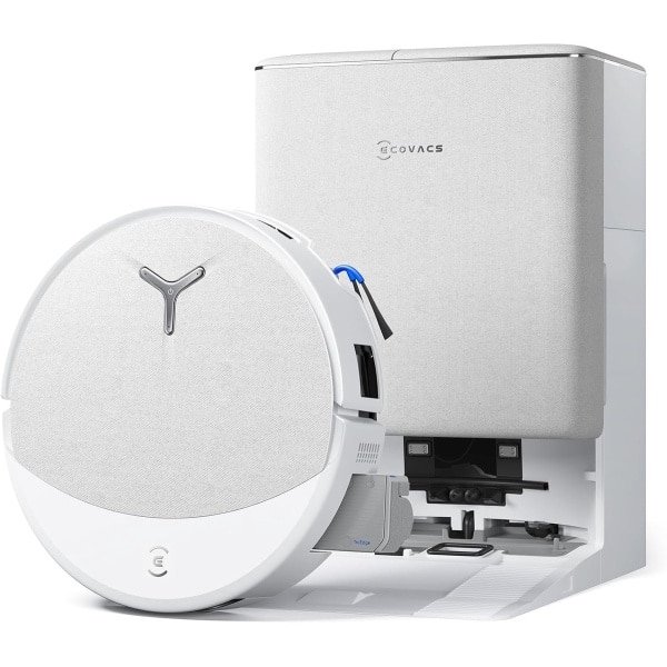 ECOVACS DEEBOT T90 OMNI - Robotstofzuiger met dweilfunctie- 30.000 Pa - OZMO roller dweil -TruEdge randreiniging -ZeroTangle 4.0 Anti-tangle -OMNI station Zelfreinigend-AIVI 3D obstakelvermijding- Voor harde vloeren & tapijt-Wit-T80 Upgrade