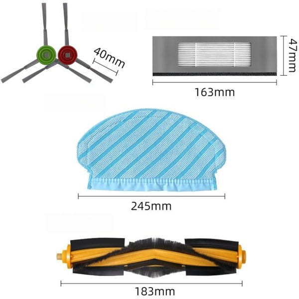Geschikt voor Ecovacs T5/DX55/OZMO950, accessoires voor robotstofzuigers, hoofdborstel, zijborstel, filter, dweil