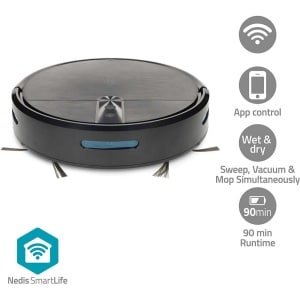 Nedis SmartLife Robotstofzuiger - 2.000 Pa Zuigkracht - Dweilfunctie - Incl. App