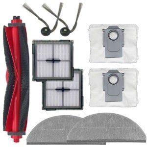 Stofzuiger accessoireset - geschikt voor Roborock Q10 VF+/PF Robotstofzuiger - 1 Hoofdborstel - 2 vacuümzak - 2 Dweildoek - 2 Zijborstels - 2 Filter - 9stuks