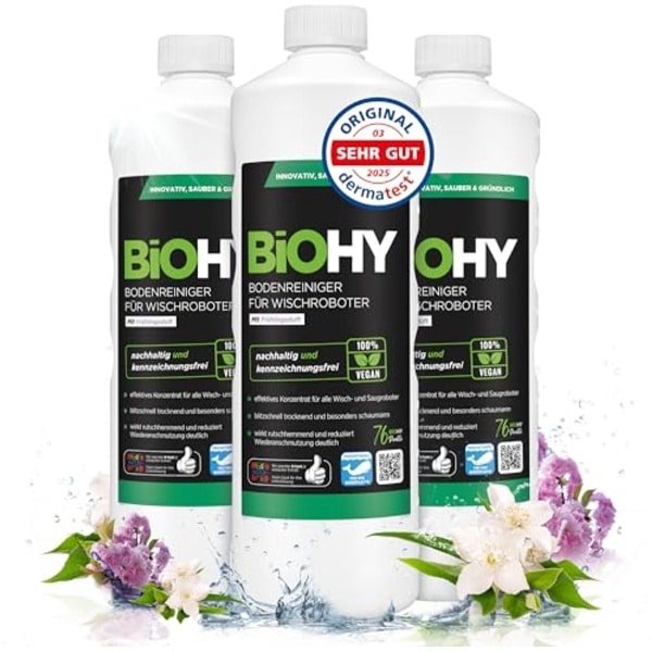 Vloerreiniger voor dweilrobots - Frisse lentengeur (3 x 1L) | Schuimvrij & Streeploos | Duurzaam 1:200 concentraat