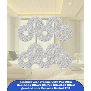 10 stuks dweilmop geschikt voor Dreame L10s Pro Ultra Heat/L10s Ultra/L10s Pro Ultra/L20 Ultra/ geschikt voor Ecovacs Deebot T30 robotstofzuiger, microvezel, zacht, wasbaar en herbruikbaar, vervangende