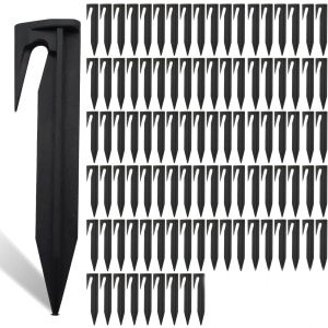 100 stuks Gronddoekpennen - Grondnagels - 8.5*2 cm - Kunststof - Haringen - Zwart - Voor het bevestigen van robotmaaierkabels - Accessoires voor robotgrasmaaiers