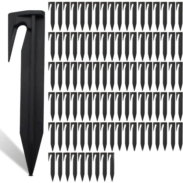 100 stuks Gronddoekpennen - Grondnagels - 8.5*2 cm - Kunststof - Haringen - Zwart - Voor het bevestigen van robotmaaierkabels - Accessoires voor robotgrasmaaiers