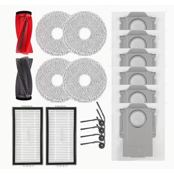 10R Accessoires voor Roborock Saros 10R, Qrevo CurvX Robotstofzuiger en Dweil, 1 Set Hoofdborstel, 2 HEPA-filters, 4 Zijborstels, 4 Dweilkussens, 6 Stofzakken