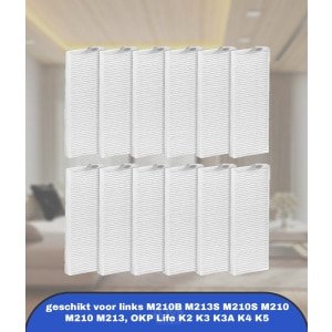 (12 stuks) HEPA-filters geschikt voor robotstofzuiger links M210B M213S M210S M210 M210 M213, OKP Life K2 K3 K3A K4 K5, Robot Stofzuiger Filter Kit, Vervangende Onderdelen 12 Filters Accessoire Kit