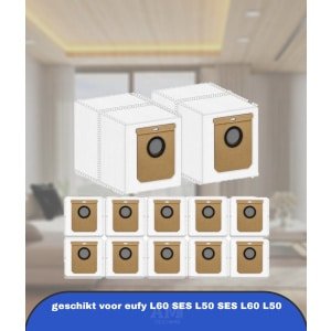 (12 stuks) Vervangende stofzakken geschikt voor eufy L60 SES L50 SES L60 L50 zelflegend station, robotstofzuiger wegwerpzakken, filterzakken 12 stuks