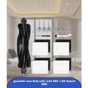 13-delige accessoireset voor Eufy L60 / L60 SES / L60 Hybrid SES robotstofzuiger, reserveonderdelen, accessoires, 1 hoofdborstel, 4 Hepa-filters, 6 zijborstels, 1 reinigingsaccessoires, 1