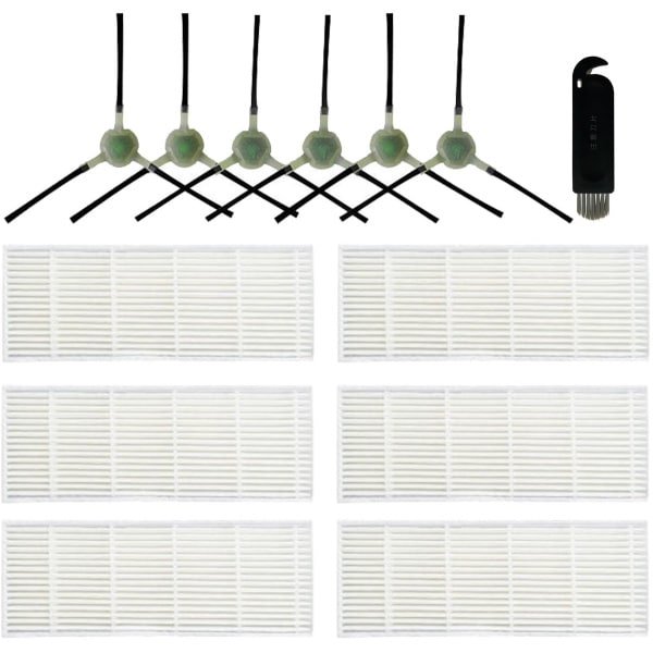 13 stuks filtervervangingsonderdelen voor Lefant M210 M210S M210B M213 M213S M2 voor OKP Life Robovac K2 K3 K3A K4 K5 robotstofzuiger 6 HEPA-filters 6 zijborstels 1 reinigingsborstel