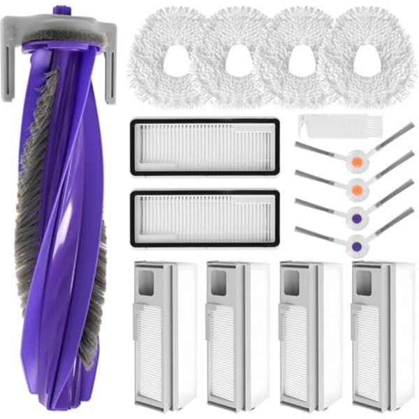 16-delige accessoireset voor robotstofzuiger met accessoires zoals rolborstel, dweilschijven, stofzakken en HEPA-filters