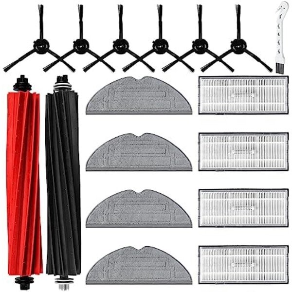 17-delige accessoireset voor robotstofzuiger - Inclusief 2 hoofdborstels, 4 reinigingsdoeken, 4 filters, 6 zijborstels en reinigingsborstel - Universele compatibiliteit