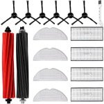 17 stuks accessoires gescht voor Roborock S8/S8+ robotstofzuiger met 2 hoofdborstels, 4 reinigingsdoeken, 4 filters, 6 zijborstels, 1 reinigingsborstel