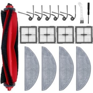 17 stuks vervangende onderdelen voor Roborock Q10 S5/Q10 S5+/Q10 X5/Q10 X5+ robotstofzuiger accessoiresets 1 hoofdborstel 4 HEPA-filters 4 dweilpads 6 zijborstel 1 reinigingsborstels 1