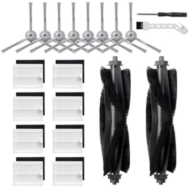 20-delige Vervangende Accessoireset voor Robotstofzuigers - Inclusief Hoofdborstels, Zijborstels, Filters, Reinigingsborstel en Schroevendraaier