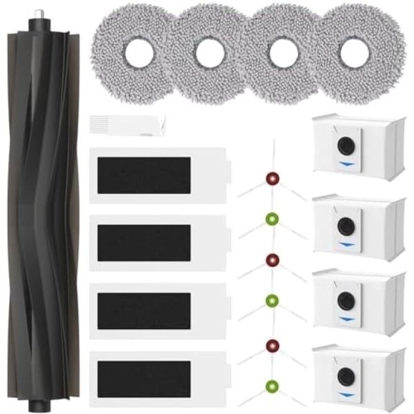20 stuks accessoires voor Ecovacs Deebot T20 Omni / T20e Omni / T20 Max / T20 Pro robotstofzuiger, 1 hoofdborstels, 4 reinigingsdoeken, 4 Hepa-filters, 4 stofzakken, 6 zijborstels, accessoireset voor