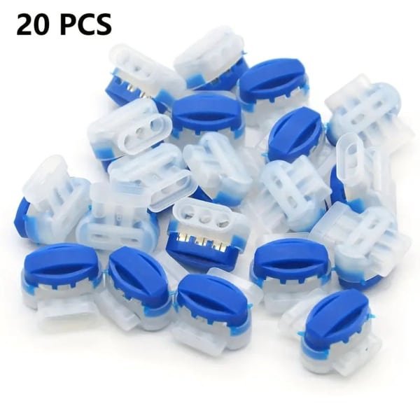 20x 3-Weg Draadconnectoren - Zelfstrippend - Waterdicht & Vochtbestendig - Voor Robotgrasmaaiers, Grenskabels & Irrigatie - Pigtail Kabelverbinders Buiten - IDC 314 Klemconnectoren - Siliconengel Isolatie