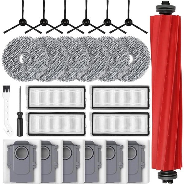 25-delige accessoireset voor robotstofzuiger - hoofdborstel, stofzakken, dweilpads, HEPA-filters, zijborstels, reinigingsborstel, schroevendraaier.