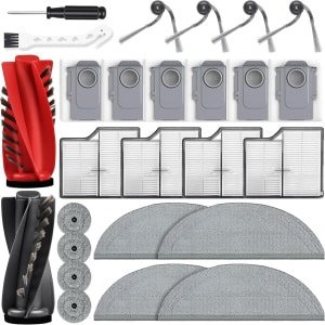 26-delige accessoireset gescht voor Roborock Saros 10 robotstofzuiger - 2 hoofdborstels, 6 stofzakken, 4 dweildoeken, 4 zijborstels, 4 filters, 4 zijvegers, 1 reinigingsborstel, 1 schroevendraaier