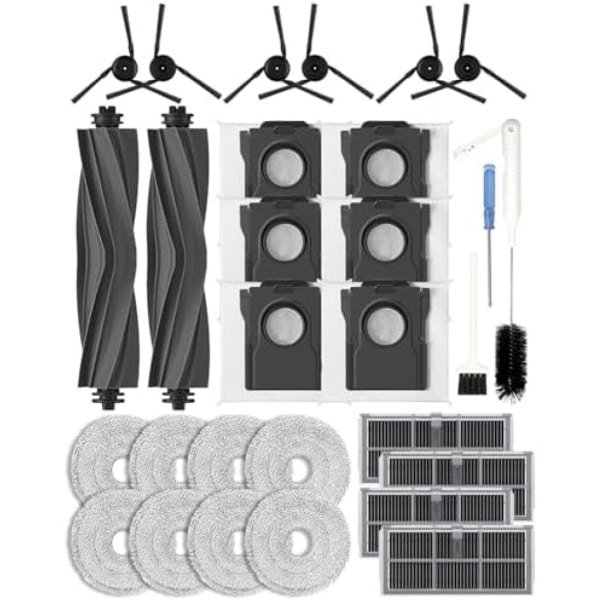 28 stuks accessoires voor de Dreame X40 Ultra/L40 Ultra /X40 Master/Mova P50 Pro Ultra robotstofzuiger,1 hoofdborstel, 4 HEPA-filters actieve koolfilter, 6 zijborstels