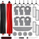 29 stuks accessoires Geschikt voor Roborock S8 MaxV Ultra robotstofzuiger, 2 hoofdborstels, 6 stofzakken, 4 wisserdoeken, 4 zijwissers, 4 filters, 6 zijborstels, 1 zelfreinigende borstel, 1 reinigingsborstel,