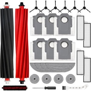 29 stuks accessoires Geschikt voor Roborock S8 MaxV Ultra robotstofzuiger, 2 hoofdborstels, 6 stofzakken, 4 wisserdoeken, 4 zijwissers, 4 filters, 6 zijborstels, 1 zelfreinigende borstel, 1 reinigingsborstel,