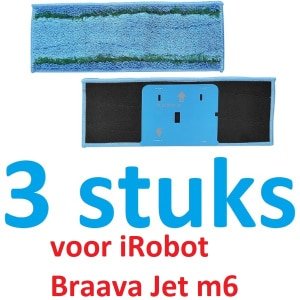 3 x Wasbare dweildoeken voor dweilrobot - maat: 28 cm x 10.4 cm - accessoires voor Braava Jet M6 - iRobot - vervanging van hoge kwaliteit - microvezel - dweilpads - dweilrobot - Passen niet op de elektrische dweilen.
