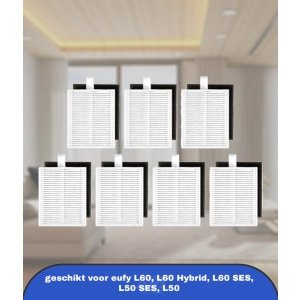 (7 stuks) L60 L50 vervangende onderdelen geschikt voor eufy L60, L60 Hybrid, L60 SES, L50 SES, L50 Serie Robotstofzuiger, accessoireset, 7 HEPA- en schuimfilters