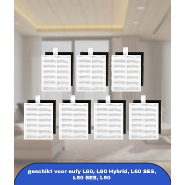 (7 stuks) L60 L50 vervangende onderdelen geschikt voor eufy L60, L60 Hybrid, L60 SES, L50 SES, L50 Serie Robotstofzuiger, accessoireset, 7 HEPA- en schuimfilters