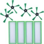 8-delige accessoireset voor Vorwerk Kobold VR200 VR300 robotstofzuigers - Reserveonderdelen: 4 HEPA-allergiefilters, 4 zijborstels - Vervangende set compatibel met Vorwerk Kobold VR 200, geen originele accessoires.