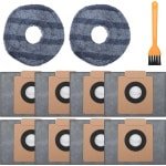 8 stuks stofzakken vervanging + 2 wasbare dweildoeken compatibel met Eufy Clean X8 Pro robotstofzuiger, zelfleeg station, grote capaciteit stofzuigerzakken, stofzuigeraccessoires