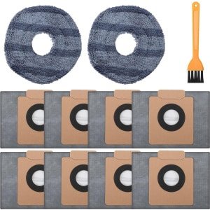 8 stuks stofzakken vervanging + 2 wasbare dweildoeken compatibel met Eufy Clean X8 Pro robotstofzuiger, zelfleeg station, grote capaciteit stofzuigerzakken, stofzuigeraccessoires