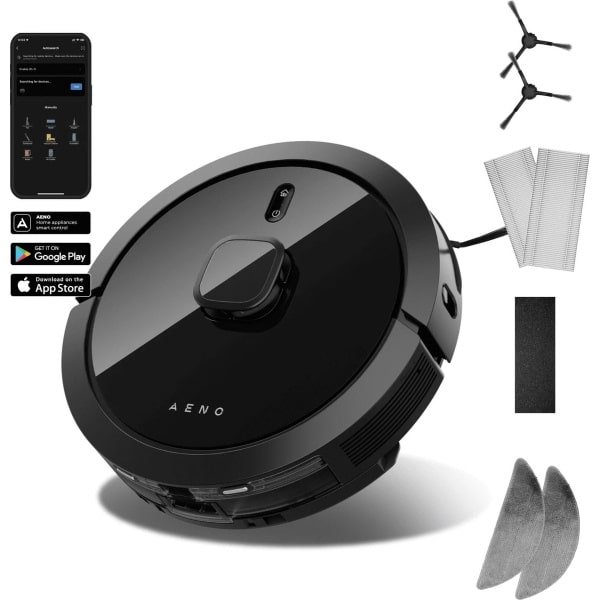 AENO RC7S Robotstofzuiger met LiDAR met Dweilfunctie - Schoonmaken tot 300 m² op 1 Oplaadbeurt - Turbo Modus - Slimme App en Spraakbesturing - Zwart