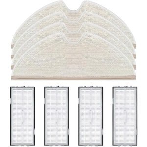 Accessoireset Geschikt voor Roborock Q5 Max+/Q8 Max/Q8 Max+/Q5 Pro/Q7/Q7+/Q7 Max/Q7 Max+ reserveonderdelen voor robotstofzuiger, 4 filters, 4 dweilpads (8 stuks)