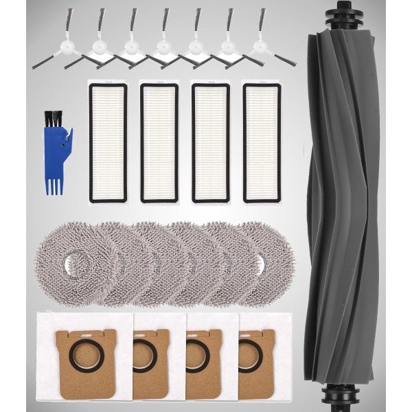 Accessoireset geschikt voor Dreame L10s Ultra/L10 Ultra robotstofzuiger. Bevat: 1 hoofdborstel, 7 zijborstels, 4 filters, 6 dweilpads, 4 stofzakken en 1 reinigingsborstel.