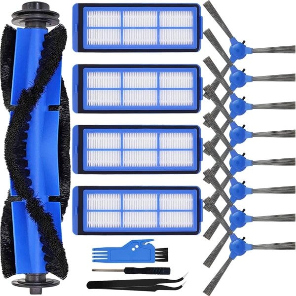 Accessoireset geschikt voor Eufy Robovac 11S Max, Robovac 15C Max, Robovac 30C Max, G20, G30, G30 Edge, G10 hybride robotstofzuiger, vervangingsdeel 1 hoofdborstel, 8 zijborstels, 4 filters